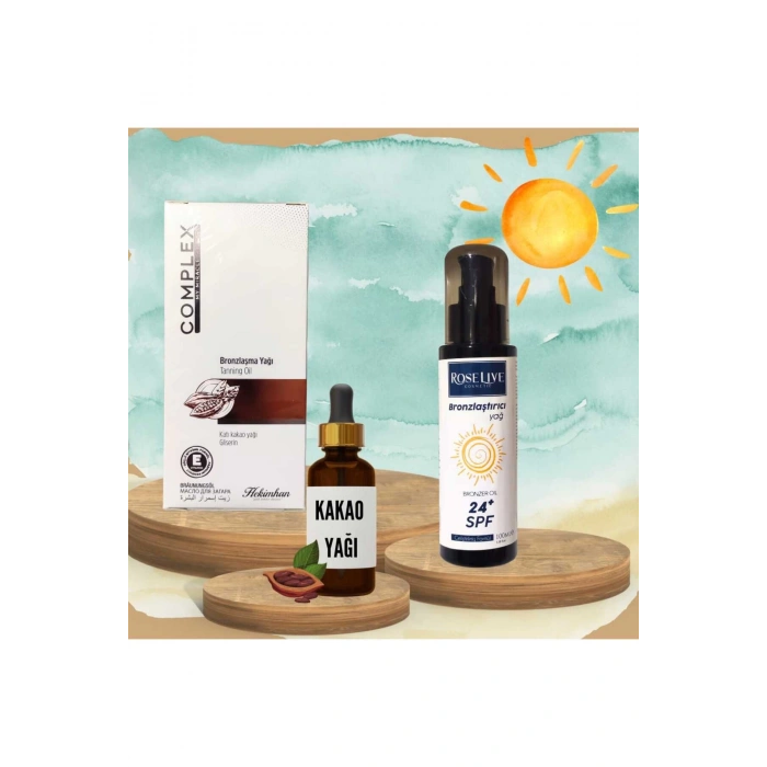 Bronzlaşma Yağı + Kakao Yağı + 24 spf Bronzlaştırıcı set