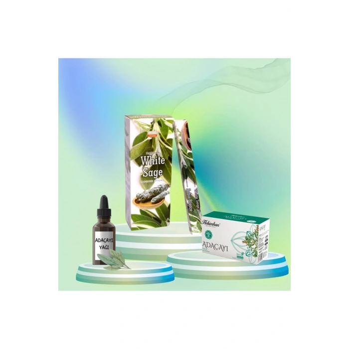Anti Negatif Seti Adaçayı Tütsü 20 çubuk + Yağı 20 mi + Çayı 20 poşet