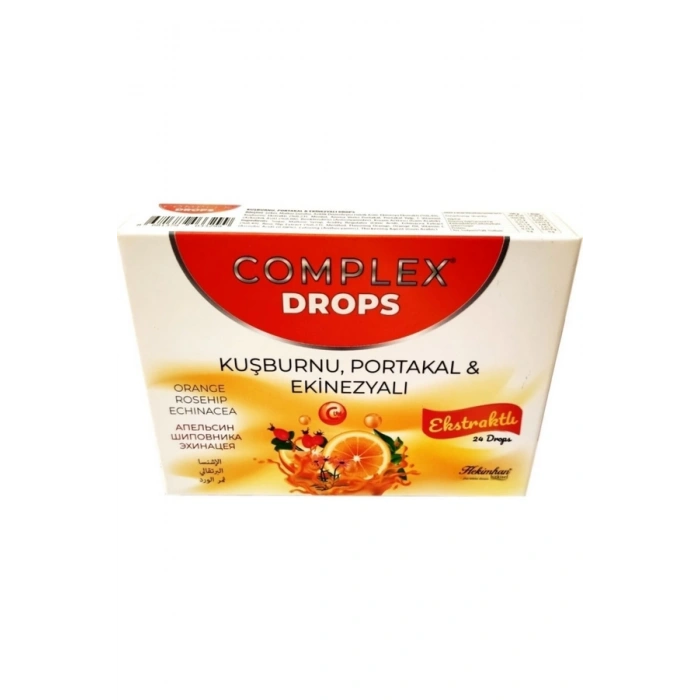 Complex Kuşburnu Portakal Ekinezyalı Drops 24 Adet 62 G 12 Adet
