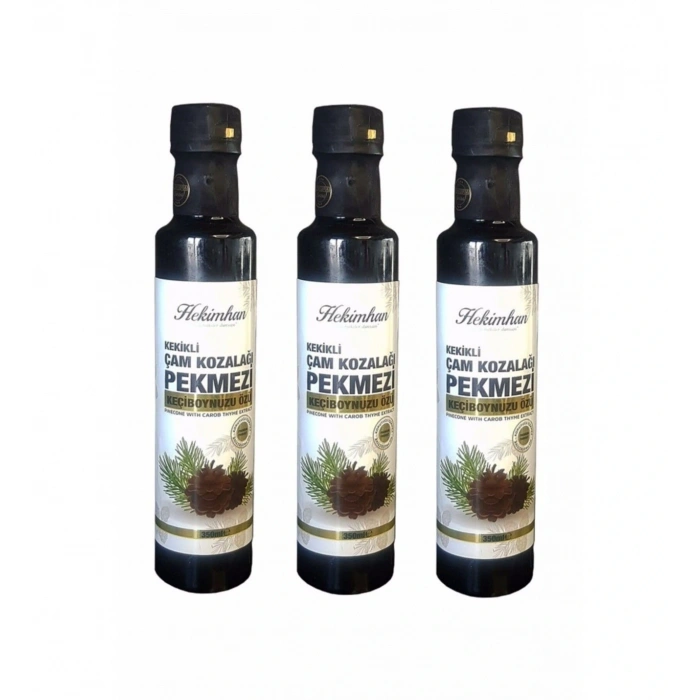 Hekimhan Kekikli Çam Kozalağı Pekmezi Hekimhan Keçiboynuzu Özü Hepsi Bir Arada 3 Şişe