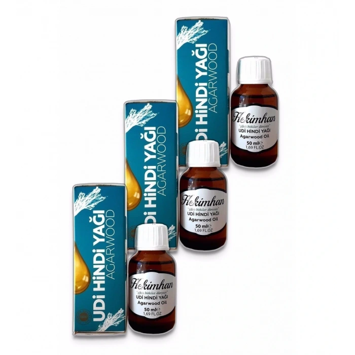 Hekimhan Bitkisel Doğal 3 Adet Udi Hindi Yağı 50 Ml
