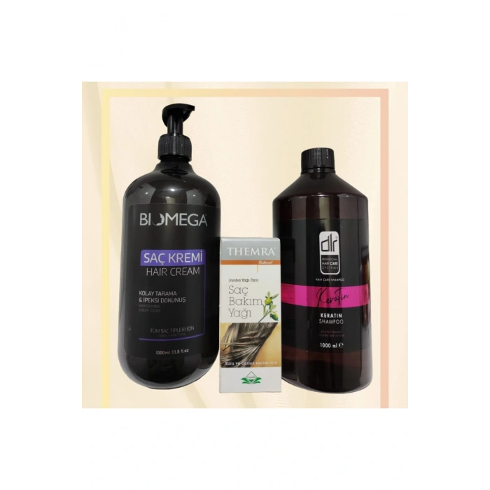 Jojoba özlü saç bakım yağı+ Saç Kremi 1lt + Keratin Şampuan 1 lt