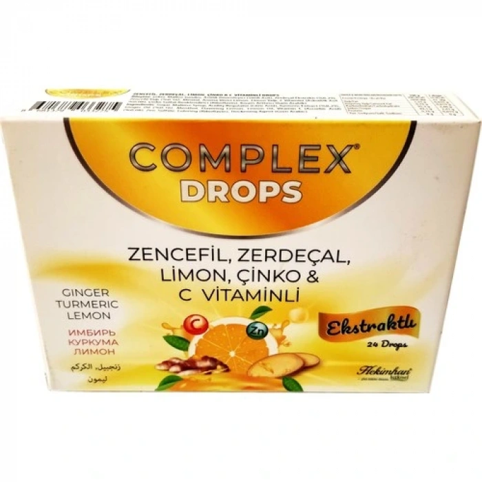 Complex Drops Kuşburnu, Portakal & Ekinezyalı Ekstraktlı Bitkisel Pastil 24 Drops