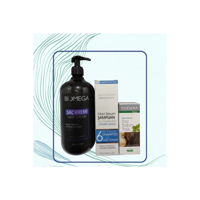 Mavi saç serumu+ Keratin Sampuan + Saç bakım yağı