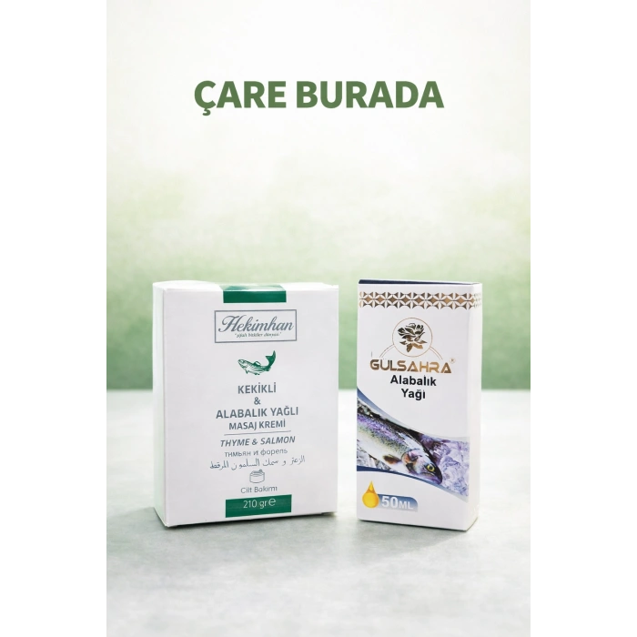 Kekikli Alabalık Yağlı Masaj Kremi 210 gr ve Alabalık Yağı 50 ml