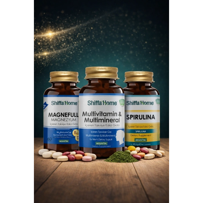 ÇareBurada Enerji Arkadaşları Set 2 Magnefull Magnezyum 60 tablet + Multivitamin & Multimineral + Spirulina