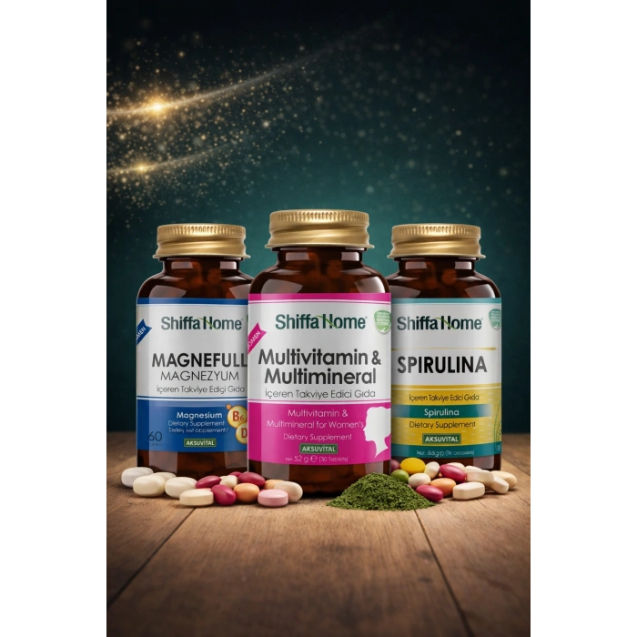 ÇareBurada Enerji Arkadaşları Set 3 Magnefull Magnezyum 60 tablet + Multivitamin & Multimineral + Spirulina