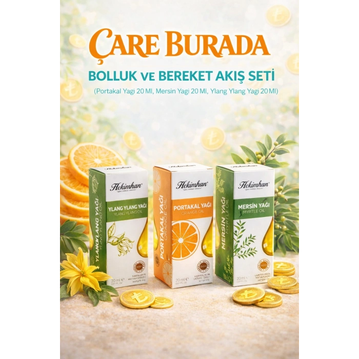 Bolluk & Bereket Akış Seti (Mersin Yağı 20 Ml + Portakal Yağı 20 Ml & Ylang Ylang Yağı 20 Ml)