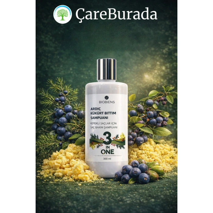 ÇareBurada Ardıç Kükürt Bıttım Şampuan 3IN1 Kepekli Saçlar için Saç Bakım Şapmupanı 300 ml