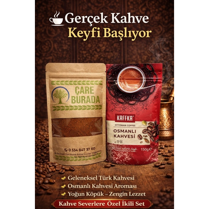 ÇareBurada 150 G Türk Kahvesi + Kaffka Osmanlı Kahvesi 150 G
