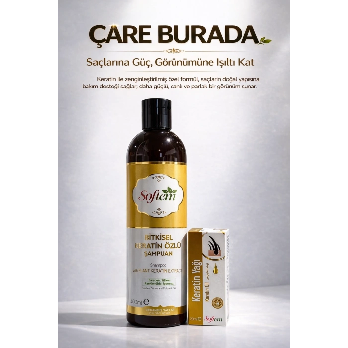 ÇareBurada Keratin Özlü Şampuan 400 ml + Keratin Yağı 20 ml