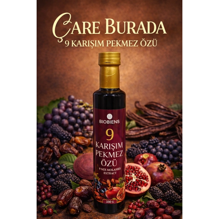 9 Karışım Pekmez Özü 330 Gr (Keçiboynuzu, Üzüm, Karadut, Nar, Kara Üzüm, Hurma, Pancar, Andız, Dut)