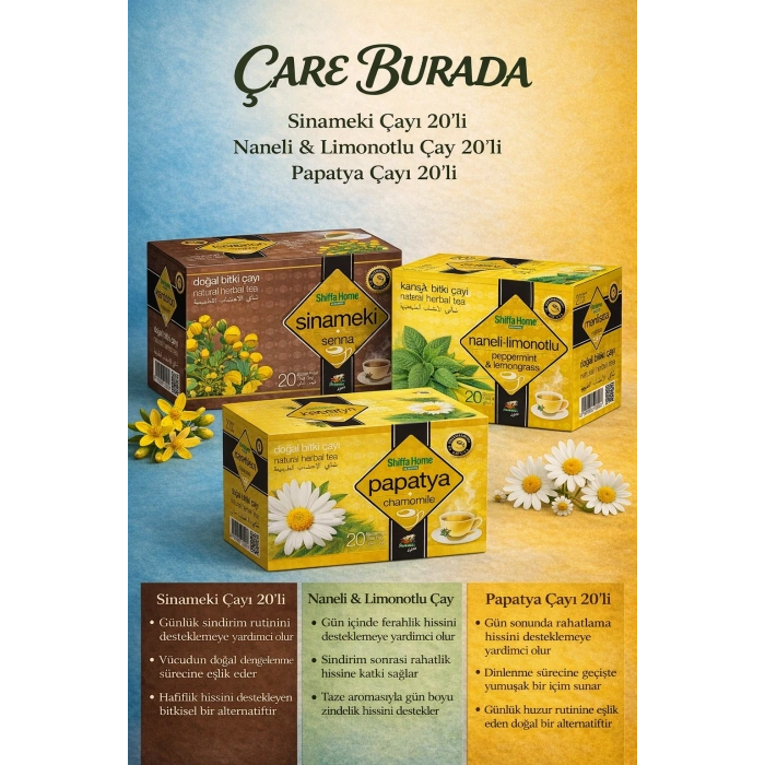 Mide Dostu Çay Seti (Sinameki Çayı 20li & Papatya Çayı 20li & Naneli - Limonotlu Çay 20li)