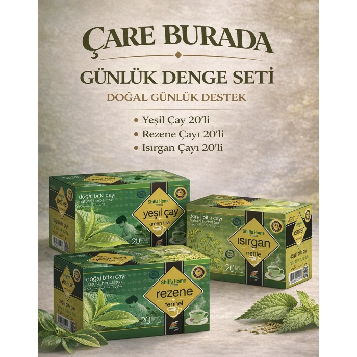 Günlük Denge Çay Seti (Rezene Çayı 20li & Yeşil Çay 20li & Isırgan Çayı 20li)
