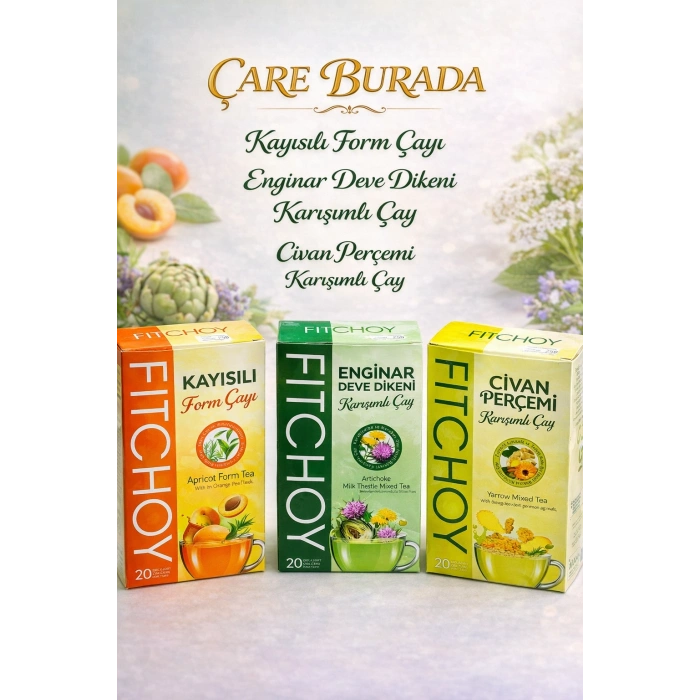 Karaciğer Destekleyici Çay Seti (Kayısılı Çay 45li & Enginar - Devedikenli Çay 45li & Civanperçemli Çay 45li)