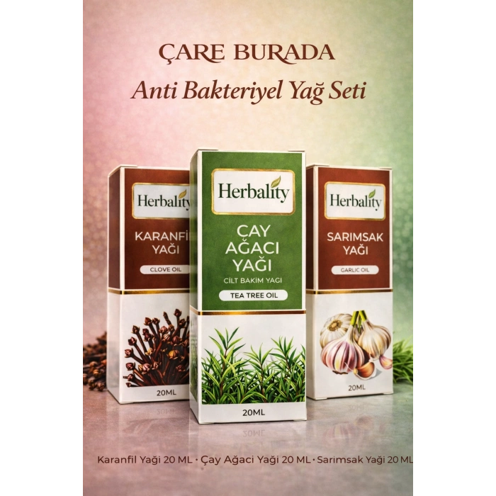 Antibakteriyel Yağ Seti ( Karanfil Yağı & Çay Ağacı Yağı & Sarımsak Yağı)
