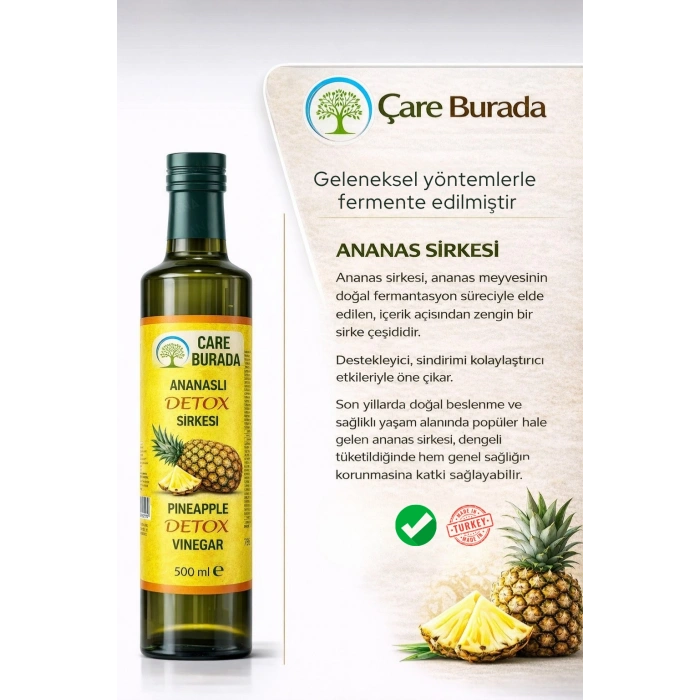 ÇareBurada Ananaslı Detox Sirke 500 ml | Formunu Korumaya Destek & Günlük Kullanıma Uygun