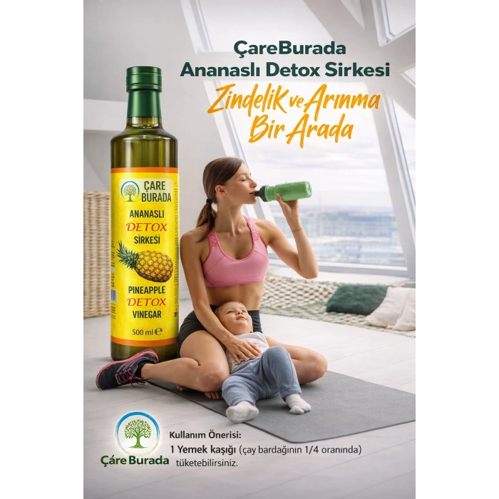 ÇareBurada Ananaslı Detox Sirke 500 ml | Formunu Korumaya Destek & Günlük Kullanıma Uygun