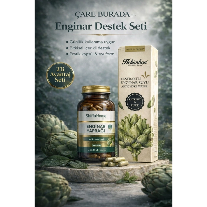ÇareBurada Enginar Destek Seti | Enginar Suyu 500 ml & Enginar Kapsül ( 60 Kapsül )