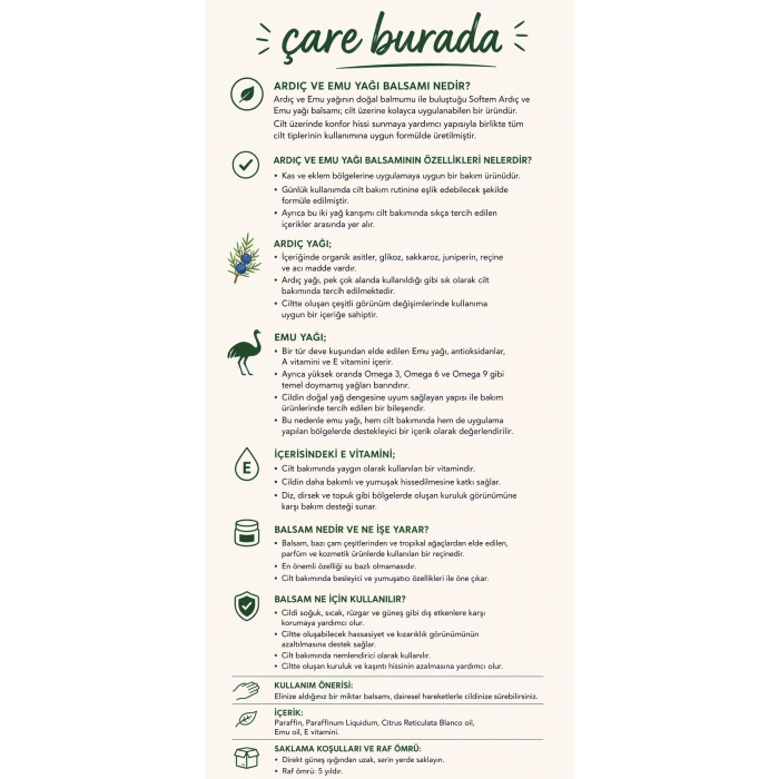 Ardıç Yağı 20 Ml + Ardıç & Emu Yağı Balsam 50 Ml + Kuyruk Yağlı & Kolajenli Masaj Kremi 200 Ml