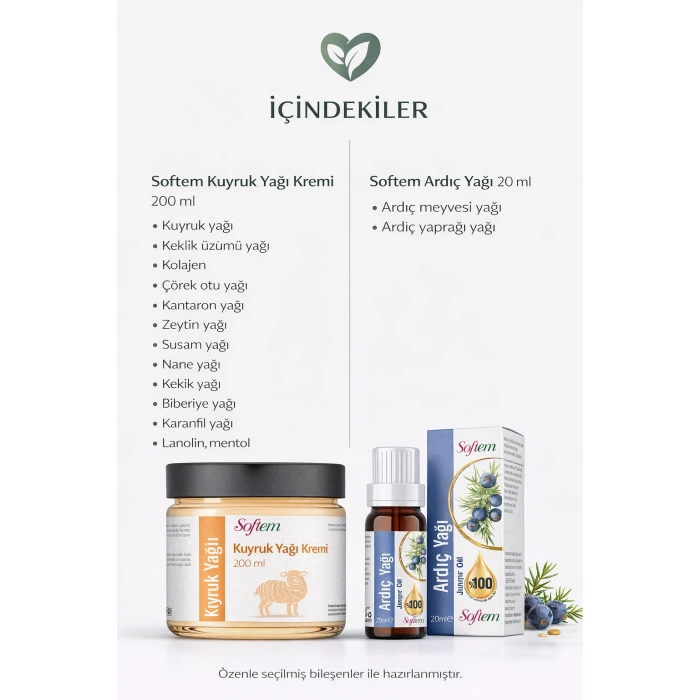 ÇareBurada Kuyruk Yağlı & Keklik Üzümlü Masaj Kremi 200 ml | Ardıç Yağı 20 ml