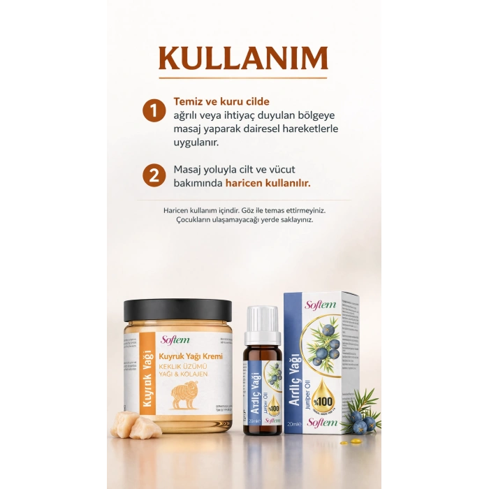 ÇareBurada Kuyruk Yağlı & Keklik Üzümlü Masaj Kremi 200 ml | Ardıç Yağı 20 ml