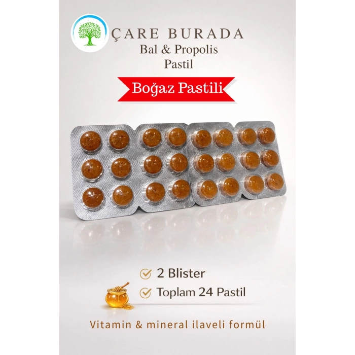 ÇareBurada Bal & Propolis Boğaz Pastili 24 Adet