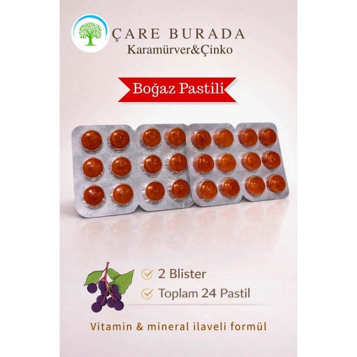 ÇareBurada Karamürver & Çinko Boğaz Pastili 24 Adet