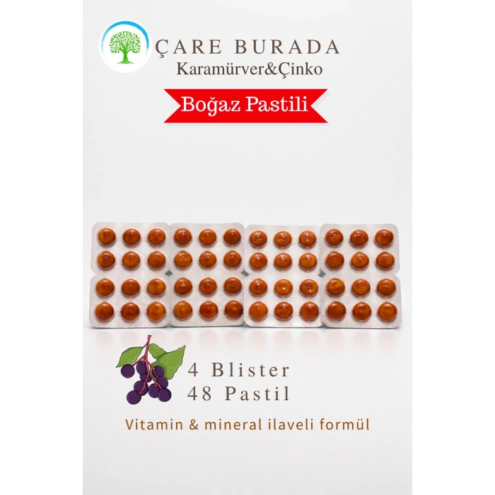 ÇareBurada Karamürver & Çinko Boğaz Pastili 48 Adet