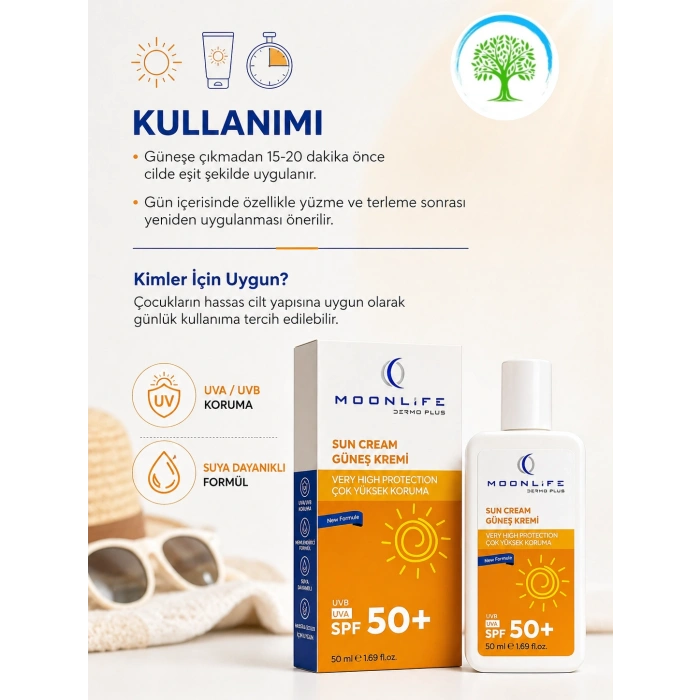 ÇareBurada Dermo Plus SPF 50+ Güneş Kremi 50 ml - UVA/UVB Koruma, Suya Dayanıklı Formül