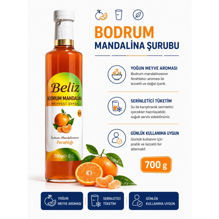 ÇareBurada Bodrum Mandalina Şurubu 700 g - Meyveli Şurup