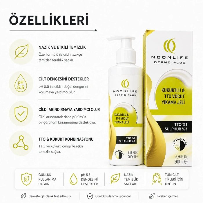 ÇareBurada Dermo Plus Kükürtlü & TTO Vücut Yıkama Jeli 200 ml