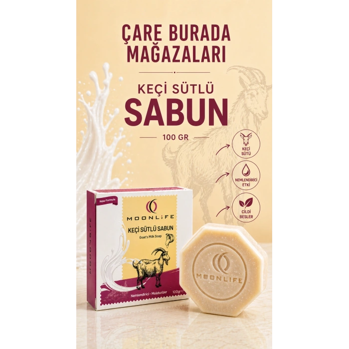 Moonlife - Keçi Sütlü Sabun 100 Gr (Nemlendirici Etkili)
