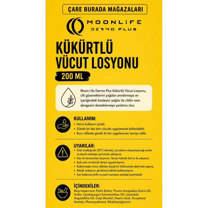 Moonlife - Kükürtlü Vücut Losyonu 200 Ml (%3 Sülfür)