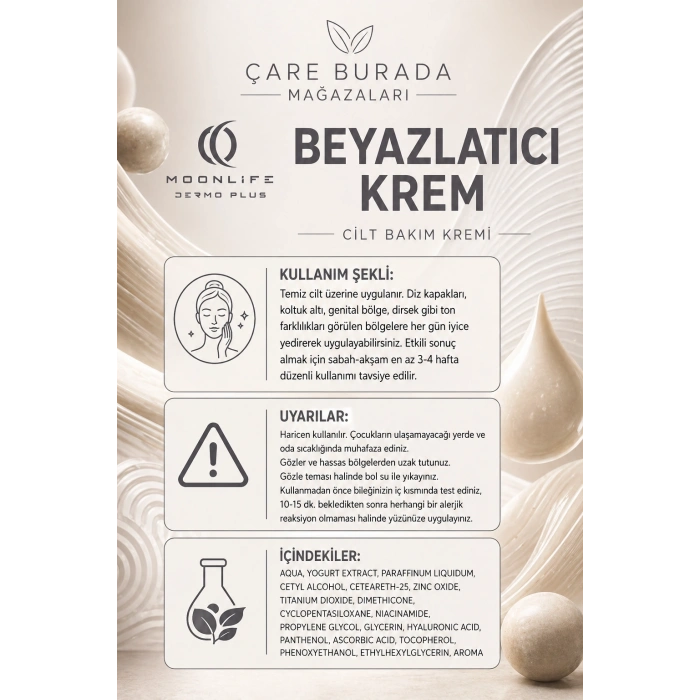 Moonlife - Beyazlatmaya Yardımcı Krem 100 Ml (Diz & Dirsek & Koltukaltı)