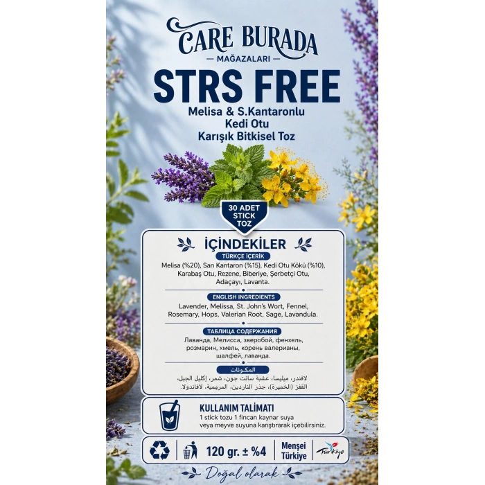 Dr. Bronos - STRS FREE 30lu Stick Çay (Melisa & Kantaron & Kedi Otlu)
