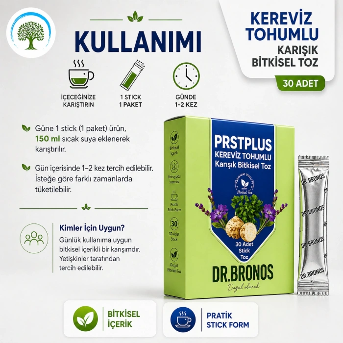ÇareBurada | Dr. Bronos PRST Kereviz Tohumlu Karışık Bitkisel Toz 30 Stick