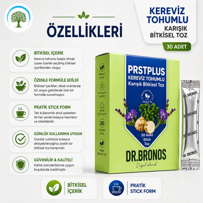 ÇareBurada | Dr. Bronos PRST Kereviz Tohumlu Karışık Bitkisel Toz 30 Stick