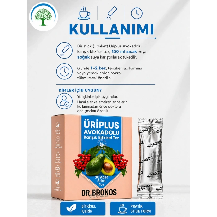 ÇareBurada | Dr. Bronos ÜRİPlus Avokadolu Karışık Bitkisel Toz 30 Stick