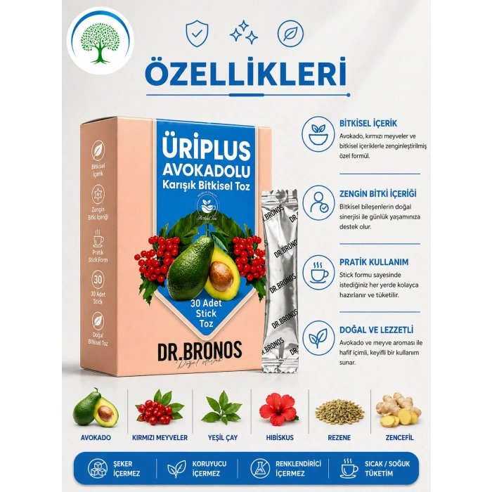 ÇareBurada | Dr. Bronos ÜRİPlus Avokadolu Karışık Bitkisel Toz 30 Stick