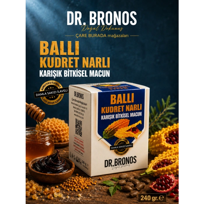 Dr. Bronos - Ballı Kudret Narlı Karışık Bitkisel Macun 240 Gr (Polen & Damla Sakızı & Kantaron)