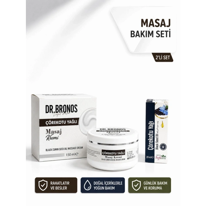 DR.BRONOS Çörekotu Yağlı Masaj Kremi 150 ml & Softem Çörekotu Yağı 20 ml