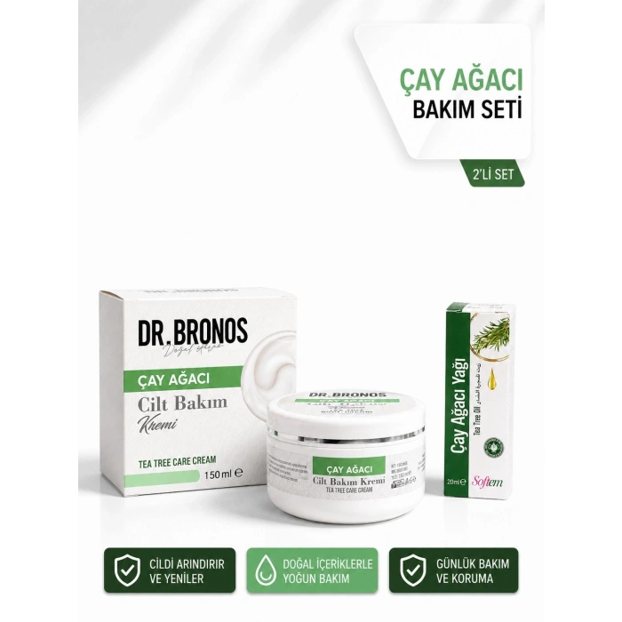DR.BRONOS Çay Ağacı Cilt Bakım Kremi 150 ml. | Softem Çay Ağacı Yağı 20 ml.