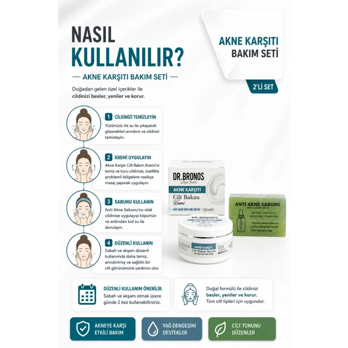 DR.BRONOS Anti Akne Cilt Bakım Kremi 150 ml | Anti Akne Sabunu