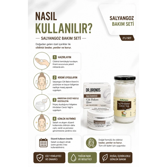DR.BRONOS Salyangoz Cilt Bakım Kremi 150 ml. | ShiffaHome Hindistan Cevizi Yağı 330 ml.