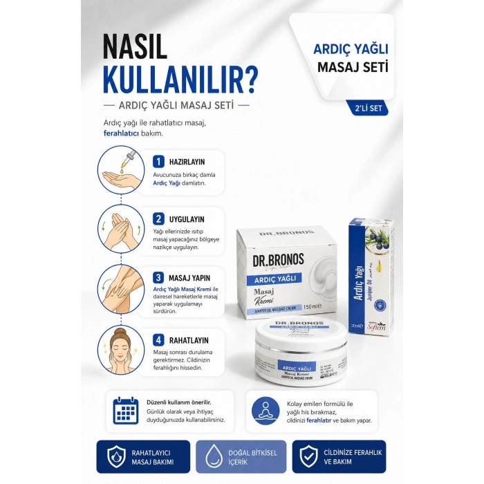 DR.BRONOS Ardıç Yağlı Masaj Kremi 150 ml. | Softem Ardıç Yağı 20 ml.
