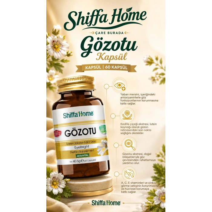 Gözotu Kapsülü (60 Kapsül) (Kadife Çiçeği & Ispanak Kurusu & Çinko &  Yaban Mersini)