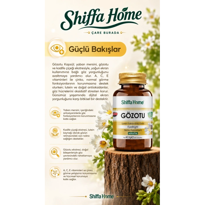 Gözotu Kapsülü (60 Kapsül) (Kadife Çiçeği & Ispanak Kurusu & Çinko &  Yaban Mersini)