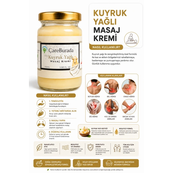 ÇareBurada Kuyruk Yağlı Masaj Kremi 100 ml.