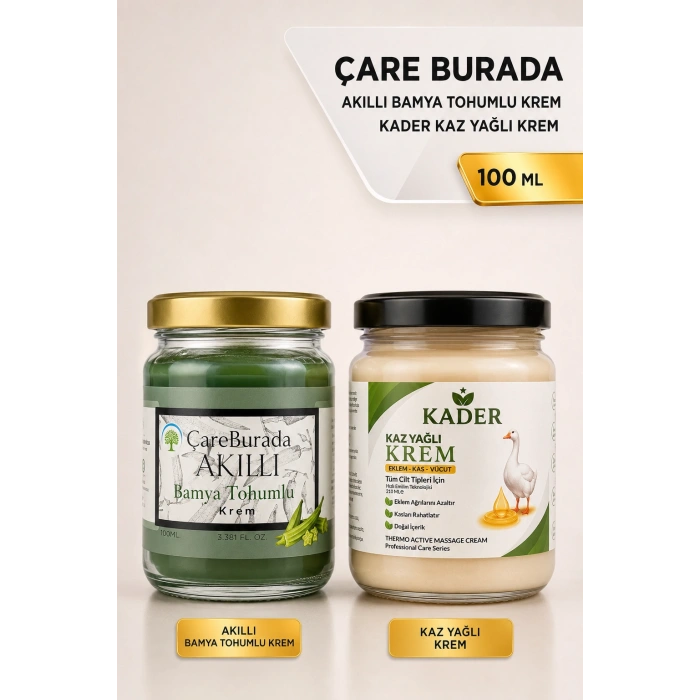 ÇareBurada Akıllı Bamya Tohumlu Krem 100 ml + Kader Kaz Yağlı Krem 210 ml